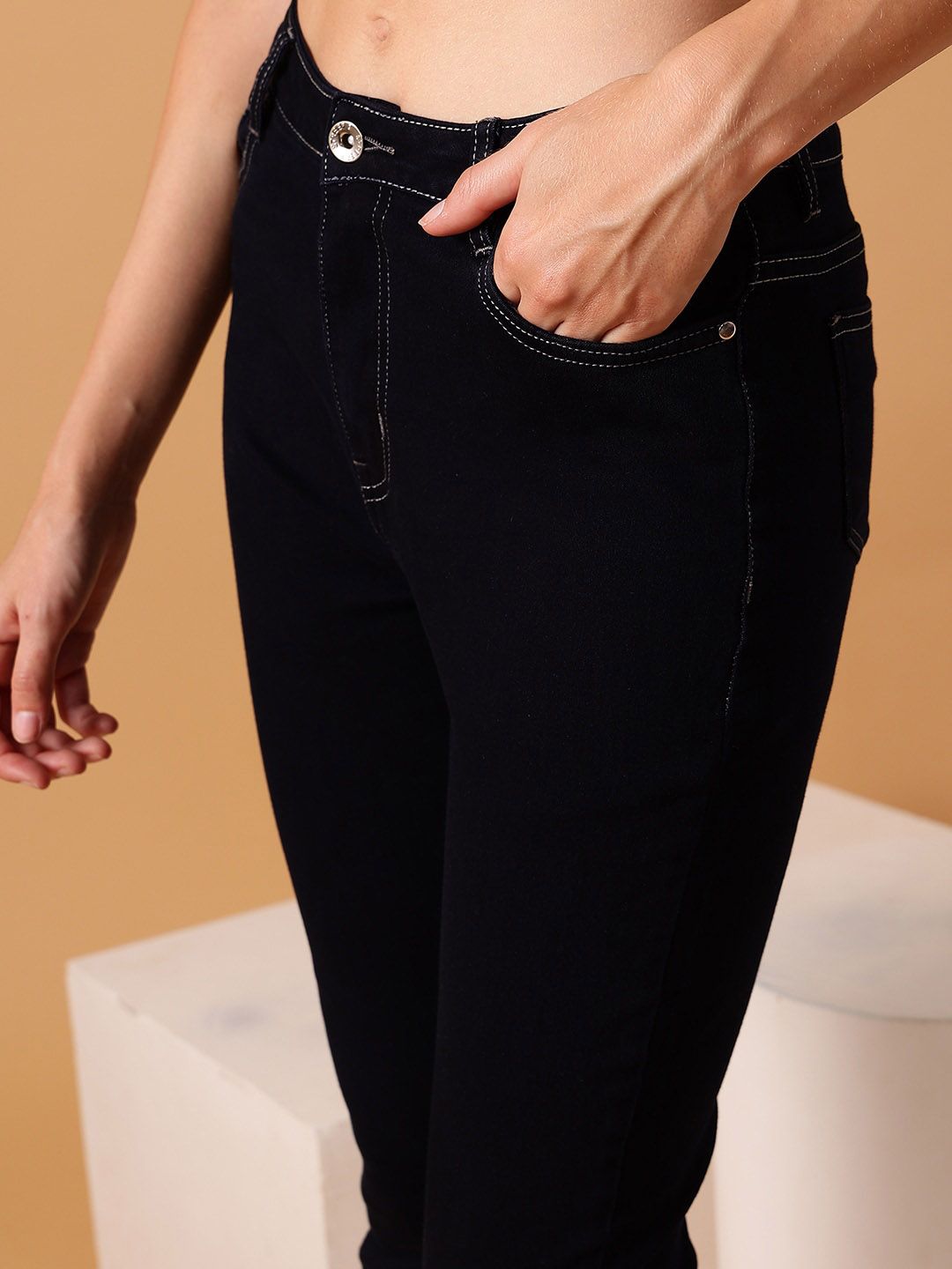 STREET 9 BASICS Women Narrow Slim Fit Clean Look Stretchable Cropped Jeans
