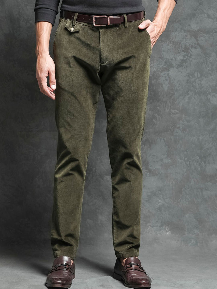 RARE RABBIT Men Cloy Slim Fit Mid-Rise Cotton Trouser