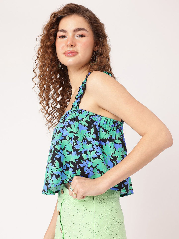 DressBerry Boho Blast Strappy Floral Crop Top