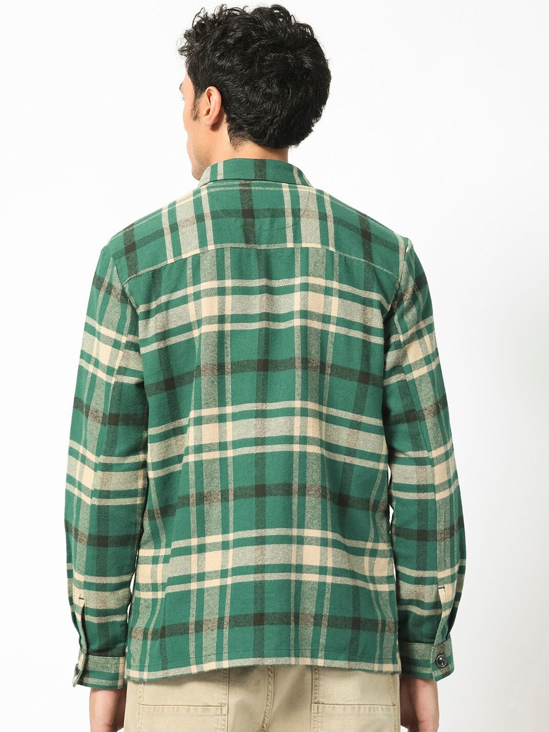 RARE RABBIT Men Nero Geometric Checked Longline Tailored Shacket