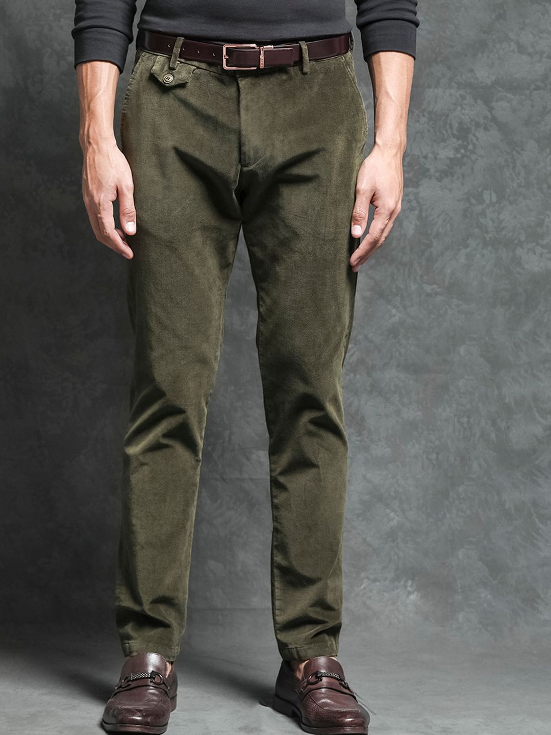 RARE RABBIT Men Cloy Slim Fit Mid-Rise Cotton Trouser