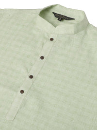 SOJANYA Men Green Checked Straight Kurta