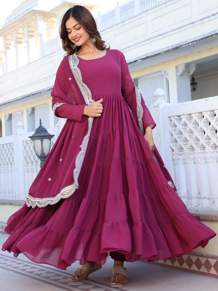 KALINI Women Layered Kurta with Pyjamas & With Dupatta