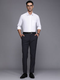 Raymond Men Solid Flat-Front Slim Fit Formal Trousers