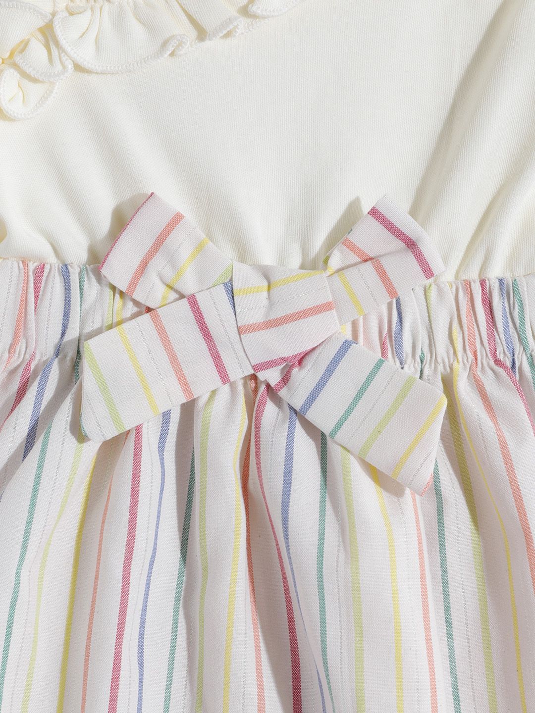 Moms Love Infant Girls Striped Pure Cotton Dress with Bow Detail