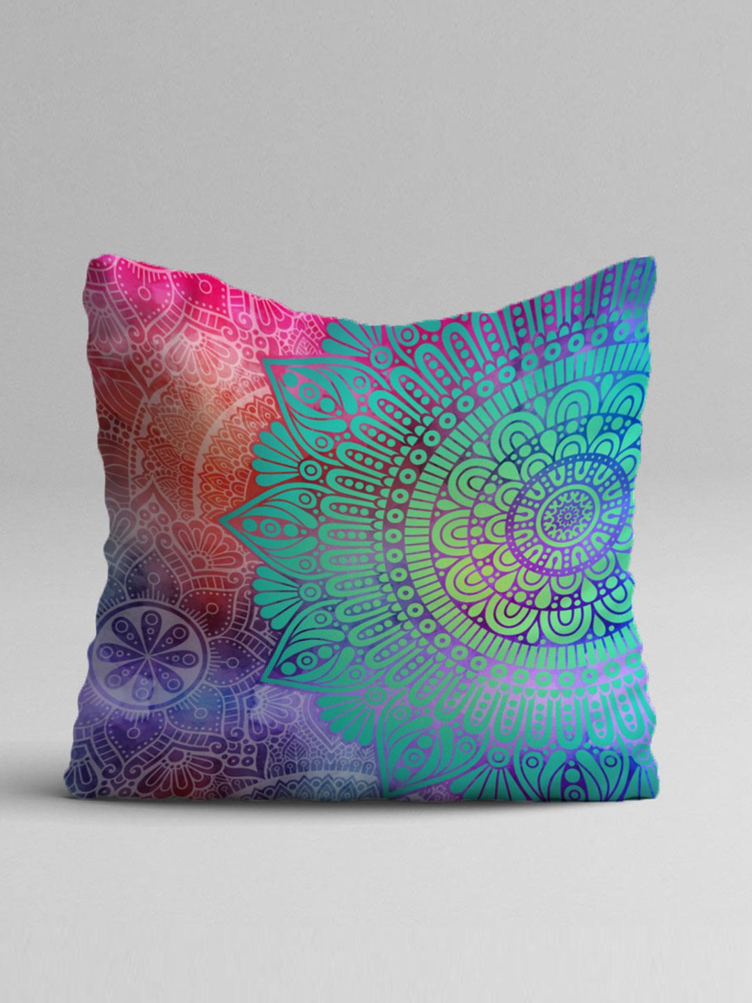 STITCHNEST Teal & Magenta Set of 5 Ethnic Motifs Square Cushion Covers