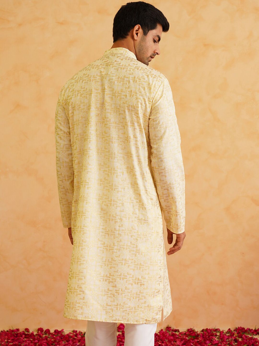 SOJANYA Printed Mandarin Collar Long Sleeves Cotton Straight Kurta