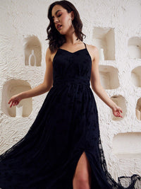 Berrylush Black V-Neck Sleeveless Maxi Dress