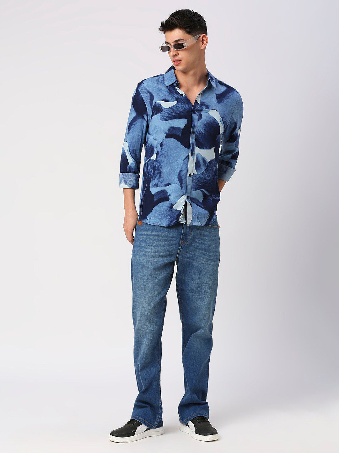 Being Human Slim Fit Abstract Printed Spread Collar Casual Shirt