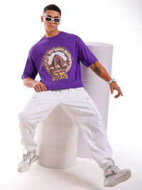 The Indian Garage Co Pure Cotton Typography Printed Boxy Oversized Round Neck T-shirt