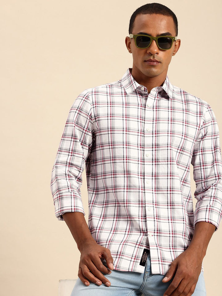 Being Human Slim Fit Opaque Pure Cotton Checked Casual Shirt