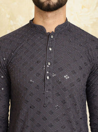SOJANYA Embroidered Regular Sequinned Pure Cotton Kurta With Churidar