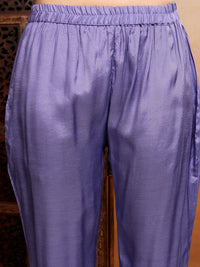 Vishudh Purple Ombre Printed Thread Work Straight Kurta With Trousers & Dupatta