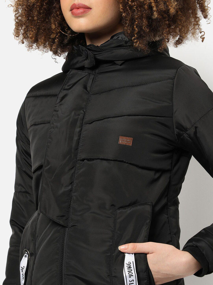 Campus Sutra Women Black Outdoor Puffer Jacket