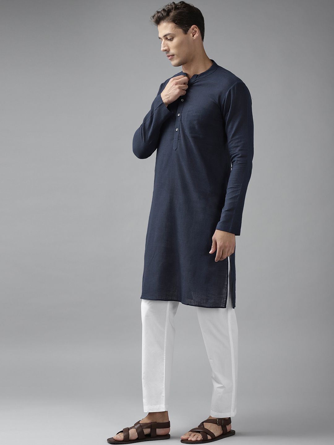 See Designs Men Blue Regular Pure Cotton Kurta with Pyjamas