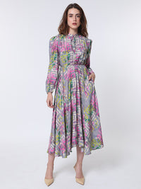 Rareism A-line Geo Floral Midi Dress