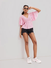 DressBerry Retro Replay Polka Dot Empire Style Top