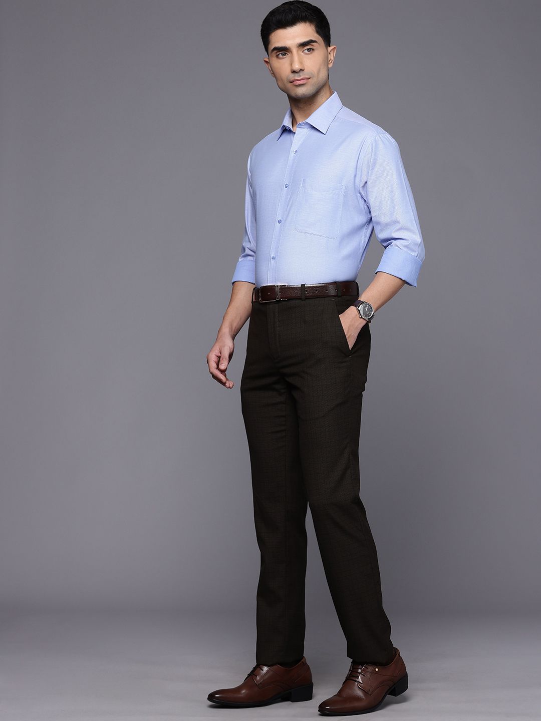 Raymond Slim Fit Textured Pure Cotton Formal Shirt