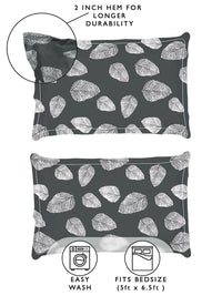 Story@home Dark Grey & White 180 TC Floral Queen Fitted Bedsheet With 2 Pillow Covers