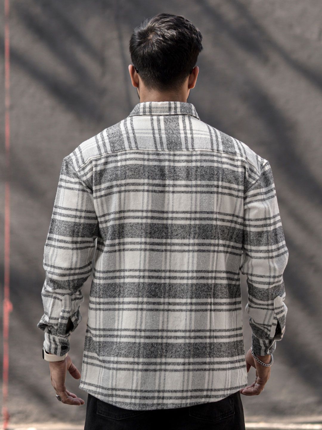 Powerlook India Slim Checked Drop-Shoulder Sleeves Oversized Casual Shirt