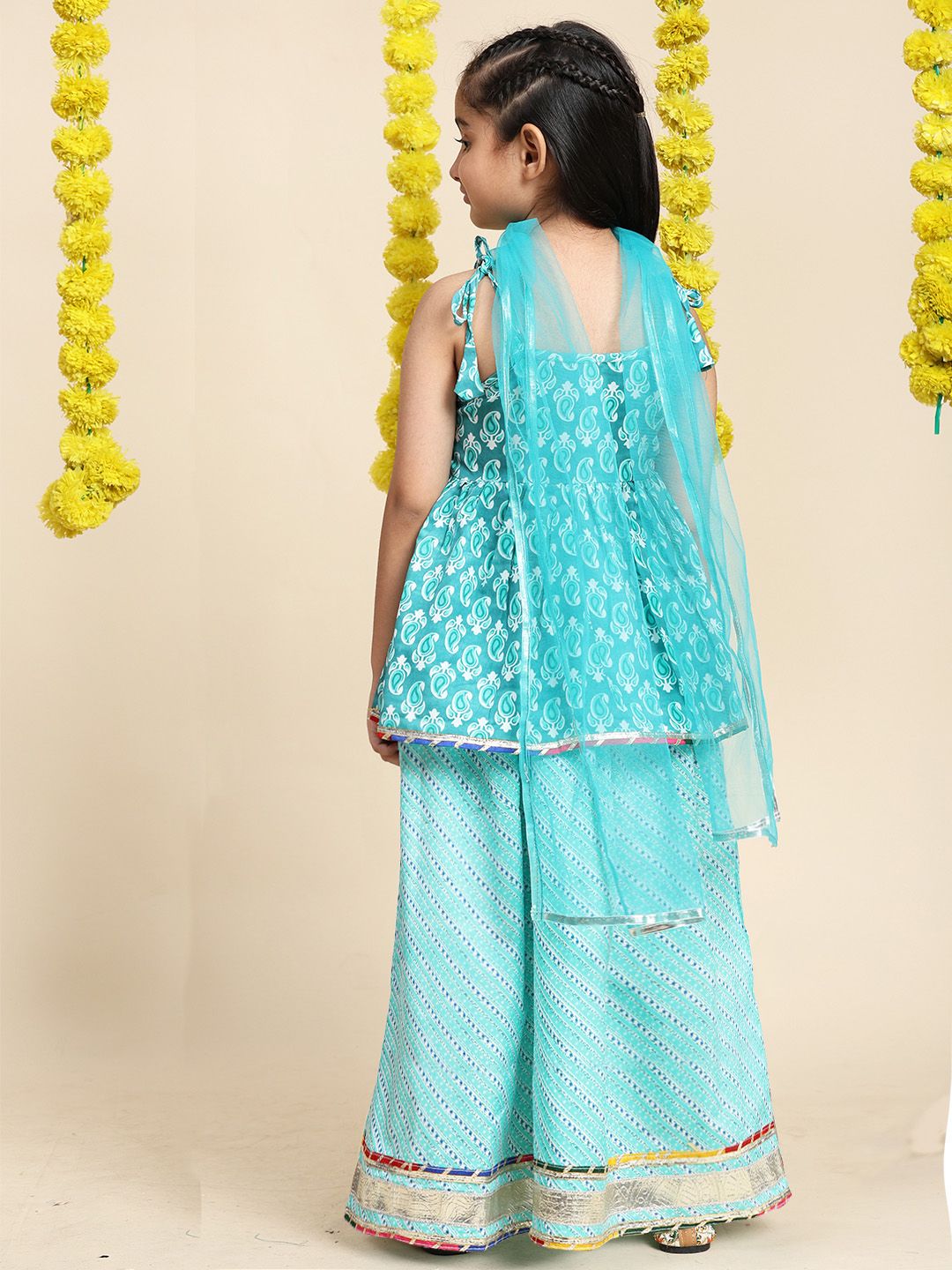 Cutiekins Girls Paisley Printed Cotton Ready to Wear Lehenga & Blouse With Dupatta