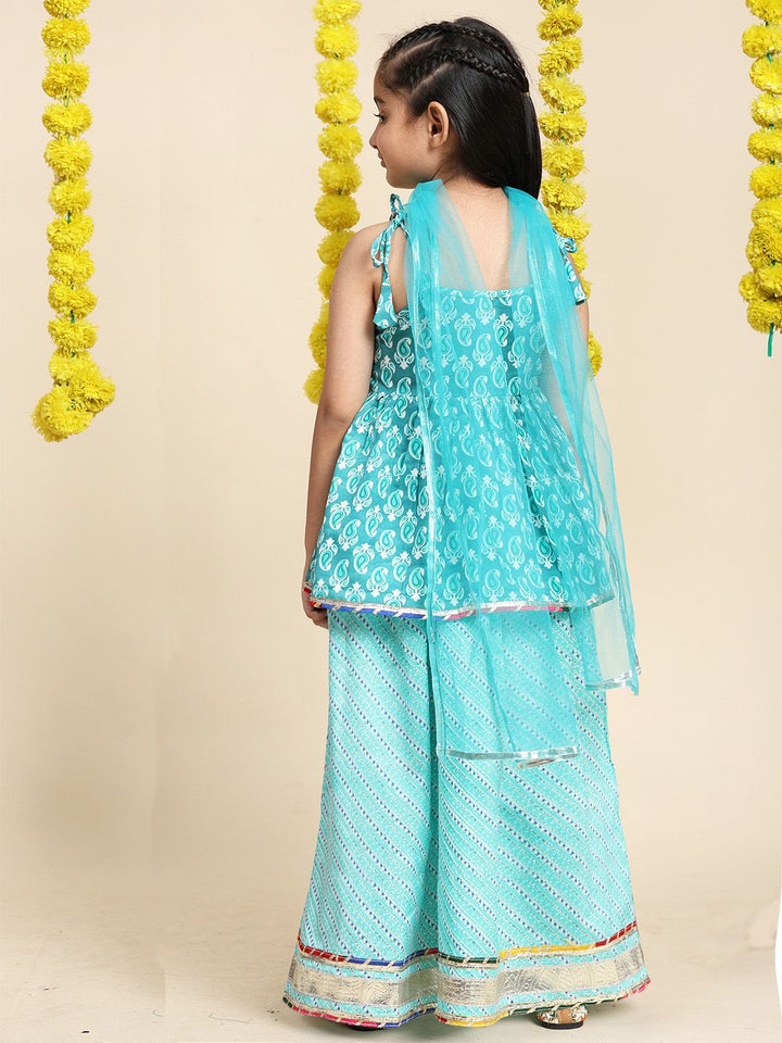 Cutiekins Girls Paisley Printed Cotton Ready to Wear Lehenga & Blouse With Dupatta