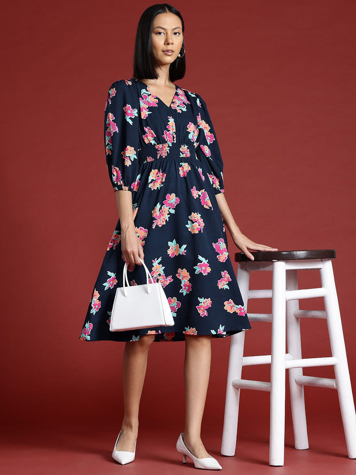 all about you Floral Printed Midi Fit & Flare Dress