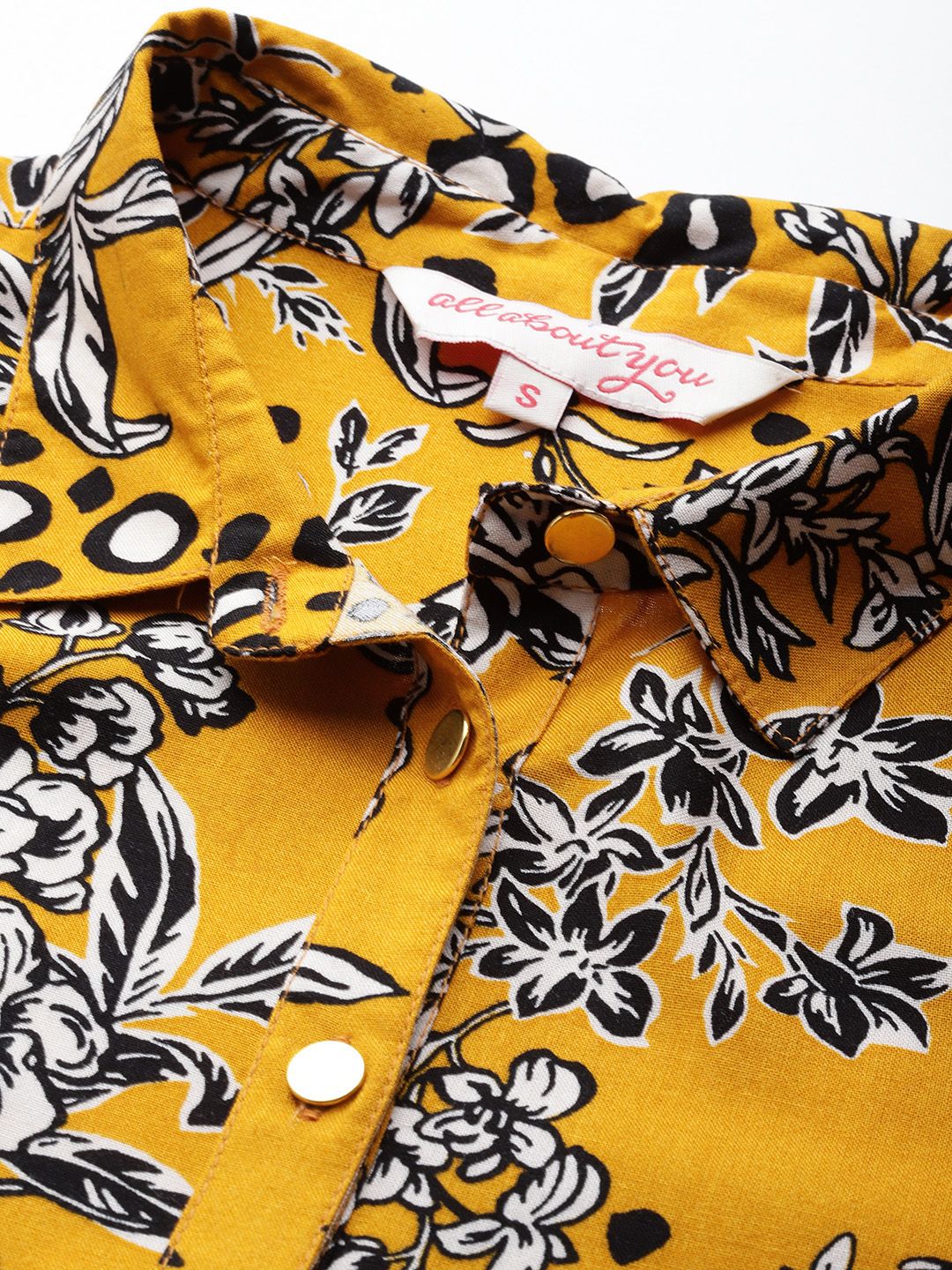 all about you Floral Print Roll-Up Sleeves Top