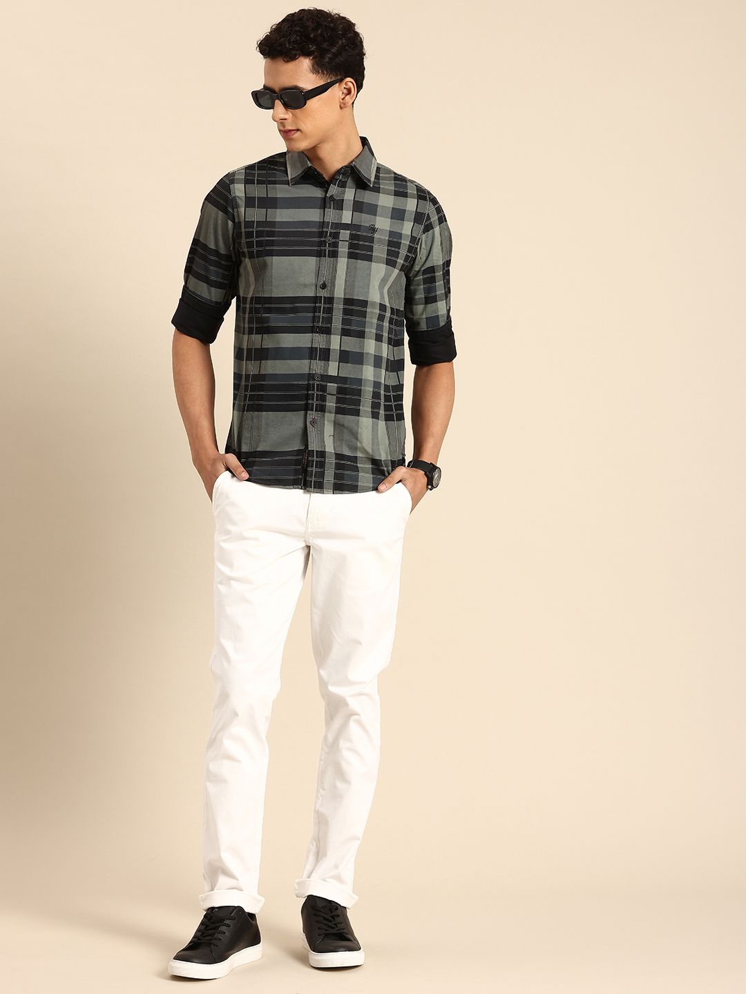 Being Human Pure Cotton Classic Slim Fit Opaque Checked Casual Shirt
