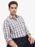 RARE RABBIT Men Comfort Spread Collar Tartan Checked Cotton Casual Shirt