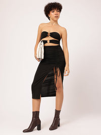 Off-Shoulder Sculpted Rebel Cut-out Oomph Ruched Sensation Midi Dress