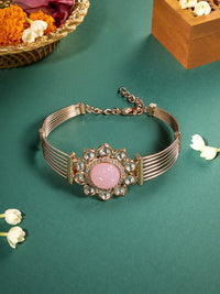 Zaveri Pearls Rose Gold-Plated Cubic Zirconia Studded Kada Bracelet