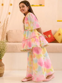 pspeaches Girls Abstract Printed Sequinned Regular A-Line Kurta & Sharara