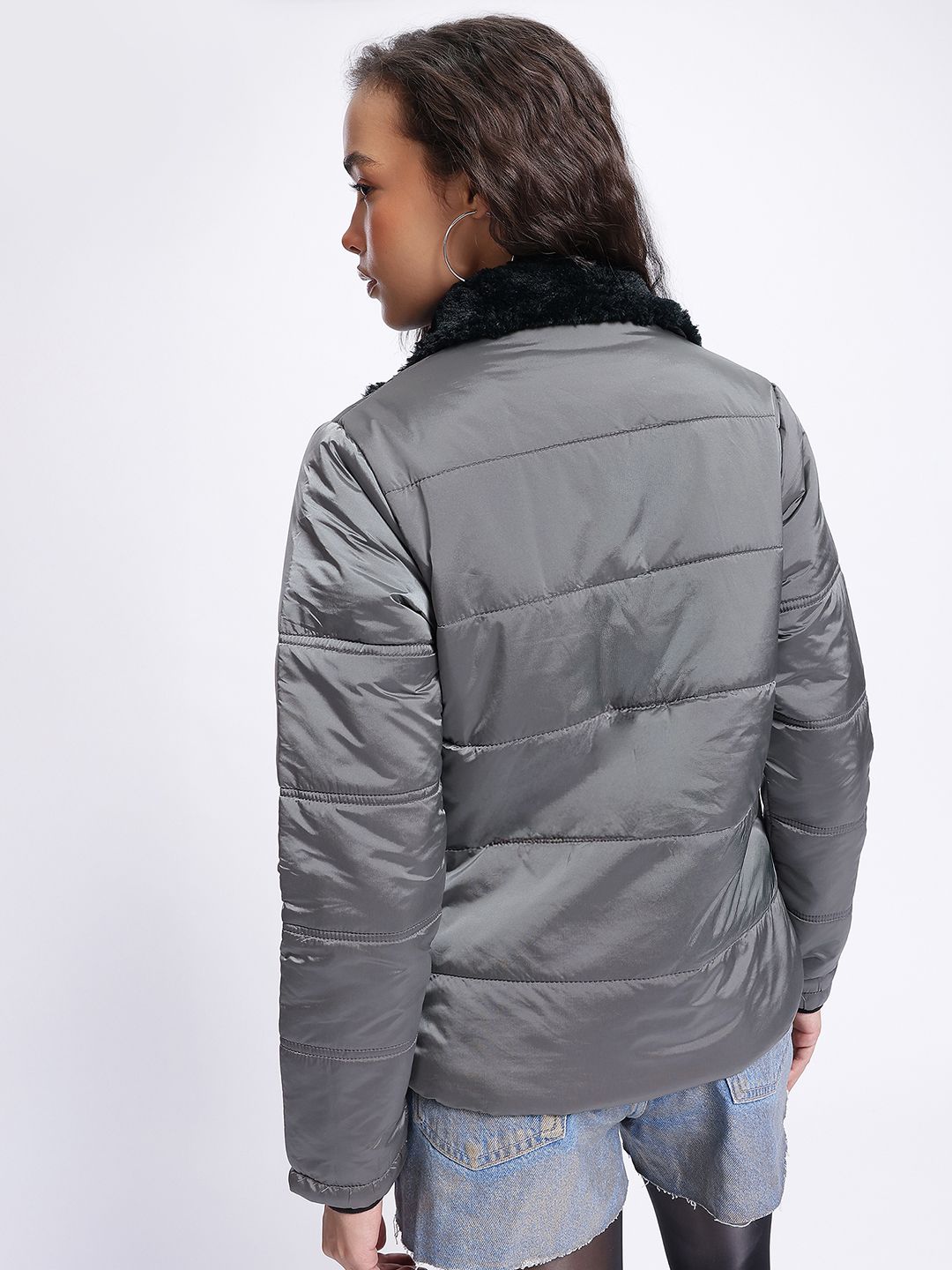 DressBerry Elevated Essentials Mock Collar Padded Jacket