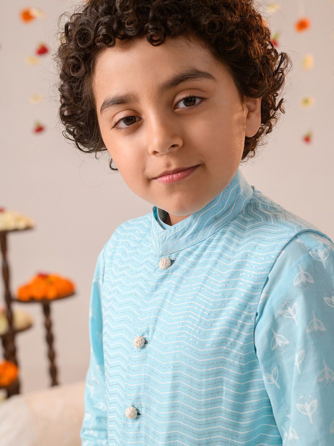 pspeaches Boys Printed Pure Cotton Kurta with Pyjamas