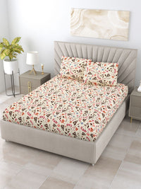 BOMBAY DYEING Epigram Cream-Coloured Printed Pure Cotton 120 TC Queen Bedsheet Set 2.24 m X 2.54 m