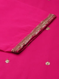 KALINI Round Neck Floral Embroidered Sequinned Kurta with Trousers