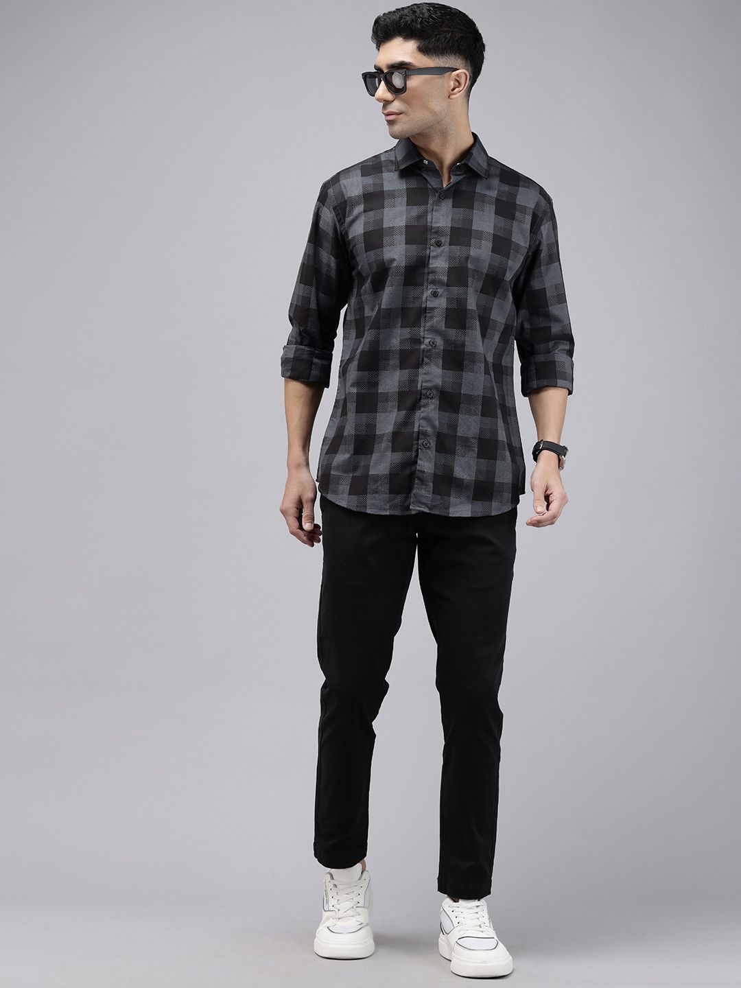 Park Avenue Slim Fit Opaque Checked Pure Cotton Casual Shirt