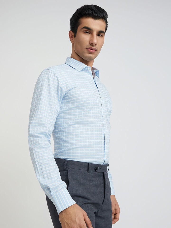 Park Avenue Slim Fit Windowpane Checked Pure Cotton Formal Shirt