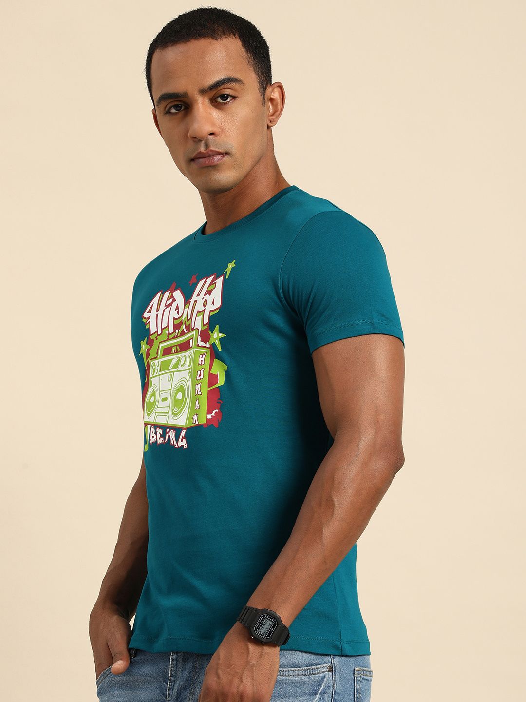 Being Human Round Neck Printed Pure Cotton T-shirt