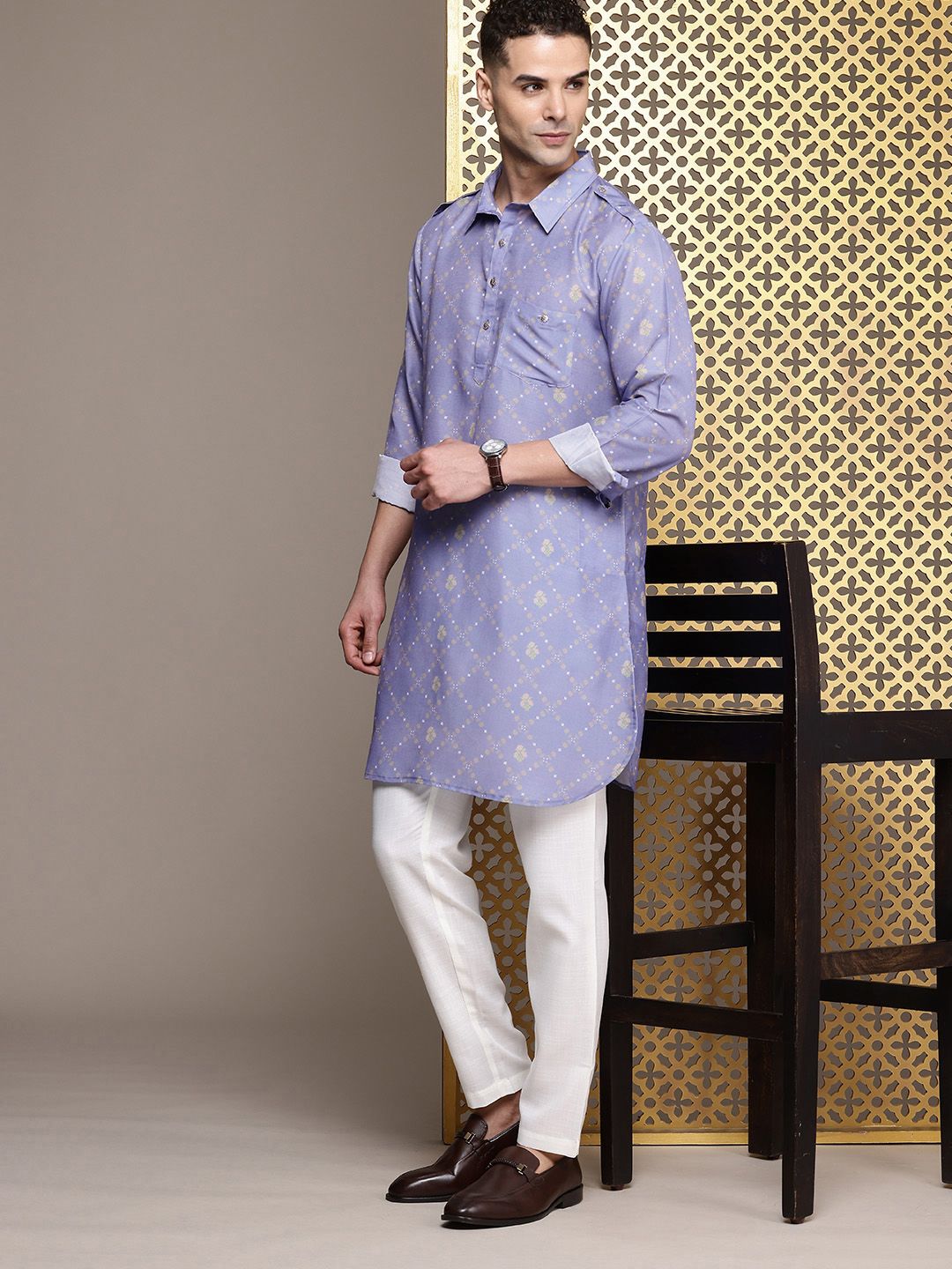 House of Pataudi Floral Printed Pathani Jashn Kurta