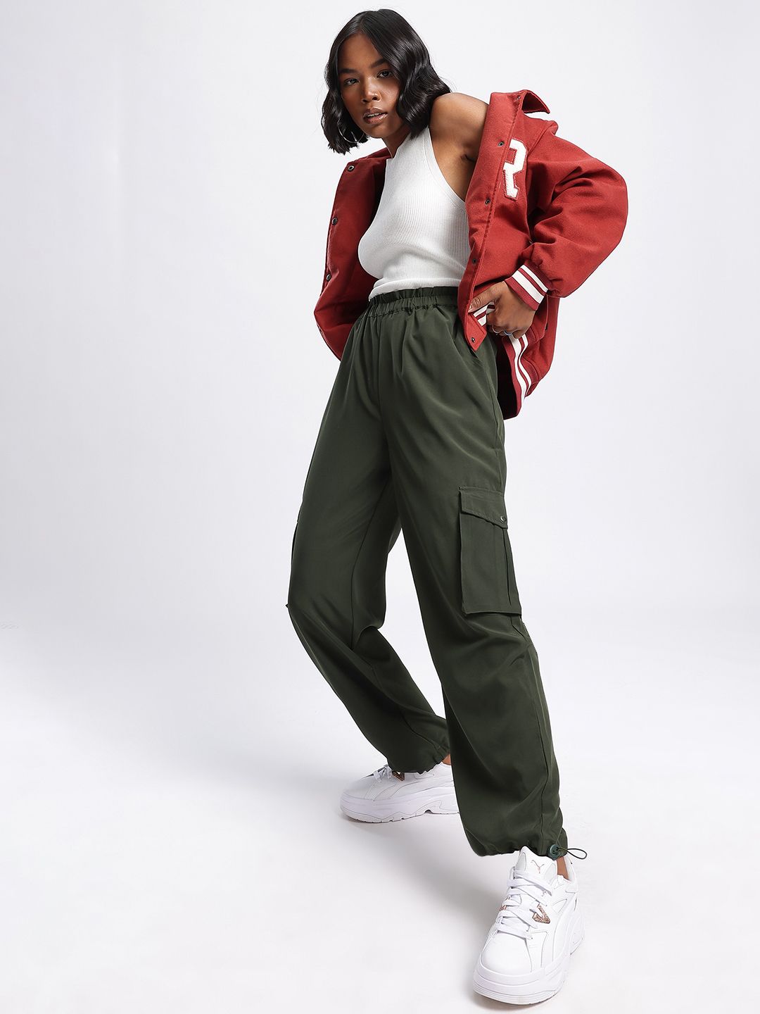 DressBerry Women Basics Couture Toggled Cargo Track Pant