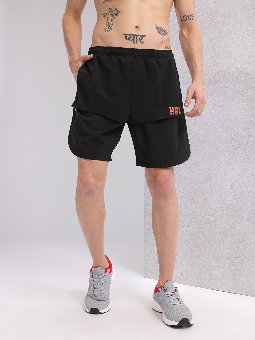HRX by Hrithik Roshan Men Brand Logo Print Mid-Rise Training Shorts