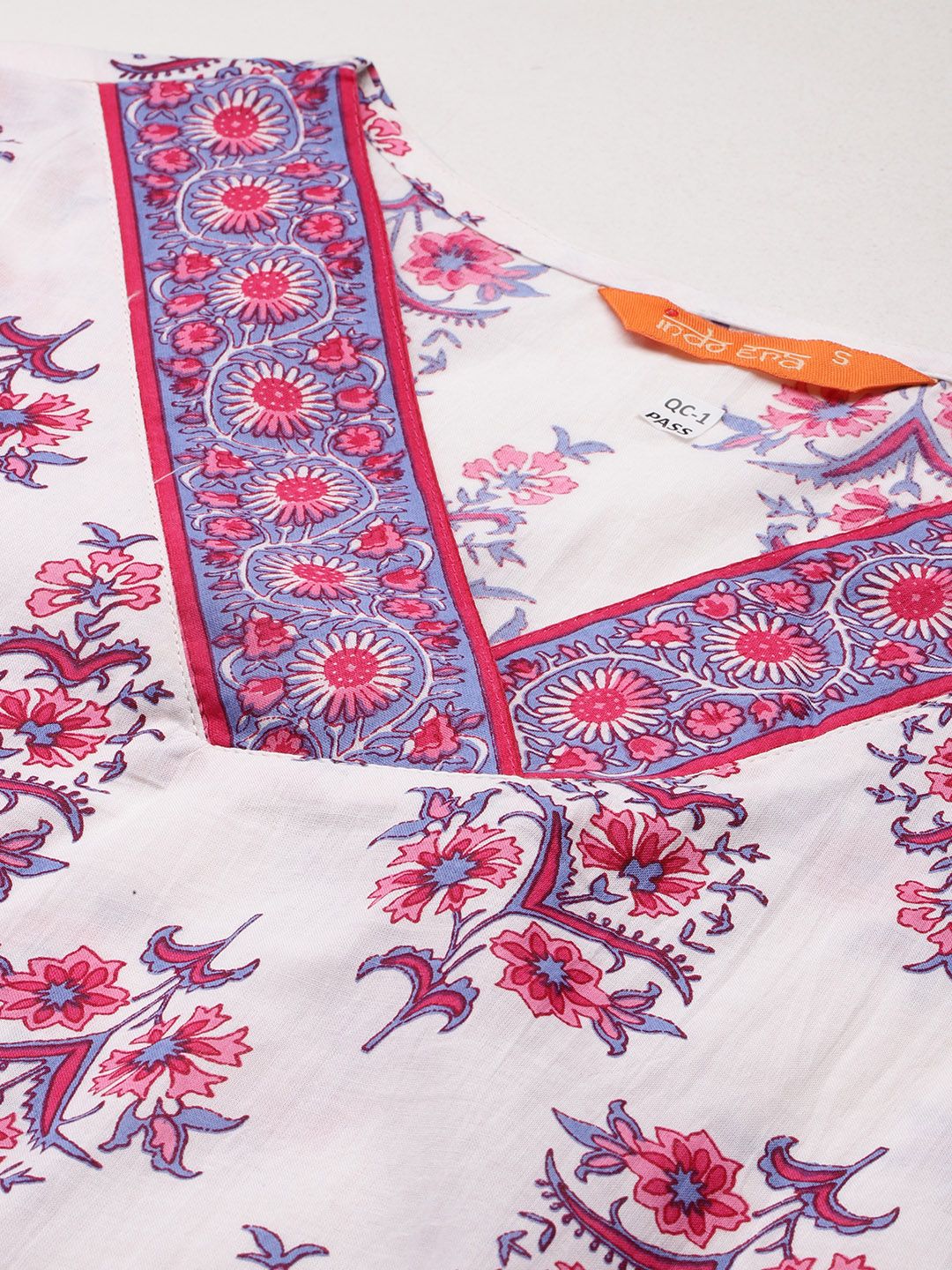 Indo Era Floral Printed Pure Cotton Kurta With Palazzos & Dupatta