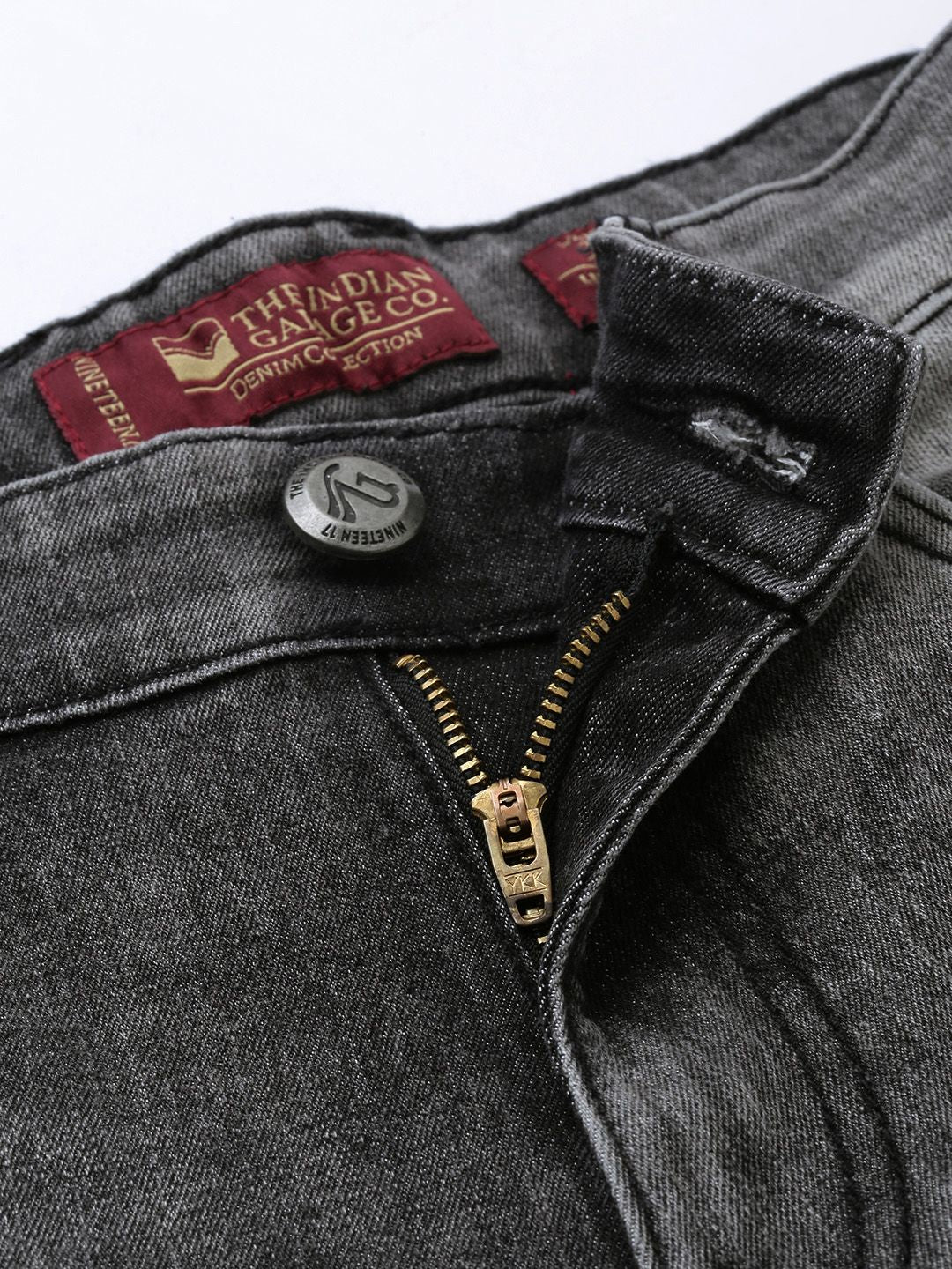 The Indian Garage Co Men Grey Slim Fit Mid-Rise Clean Look Stretchable Jeans