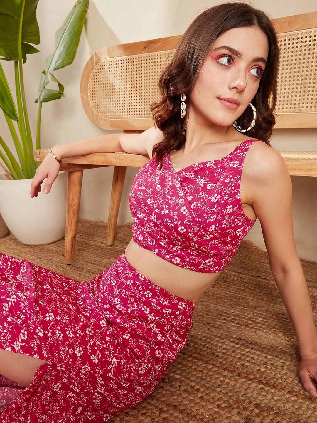 Berrylush Floral Printed Top With Maxi Skirt