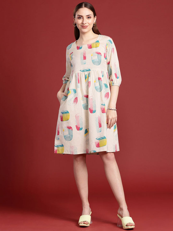 Anouk Print Puff Sleeve A-Line Dress