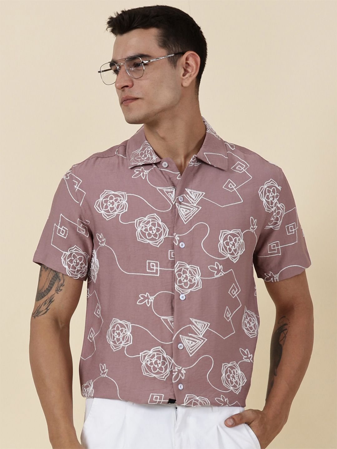 Thomas Scott Men Embroidered Regular Fit Casual Shirt