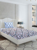 Monte Carlo Blue & Pink Floral Printed Cotton 144 TC Single Bedsheet Set 2.29 m x 1.52 m