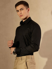 DENNISON Men Black Pure Cotton Smart Formal Shirt